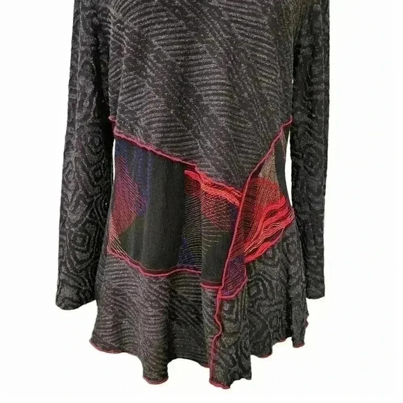 Minkas Stevie Nicks Women L Boho Witchy Sheer Patchwork Blouse - Picture 2 of 12